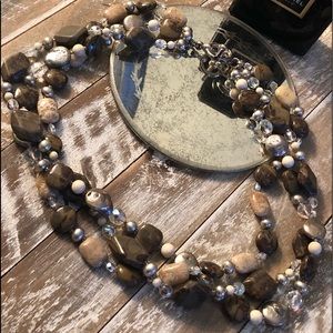 Freshwater pearl crystal stone necklace